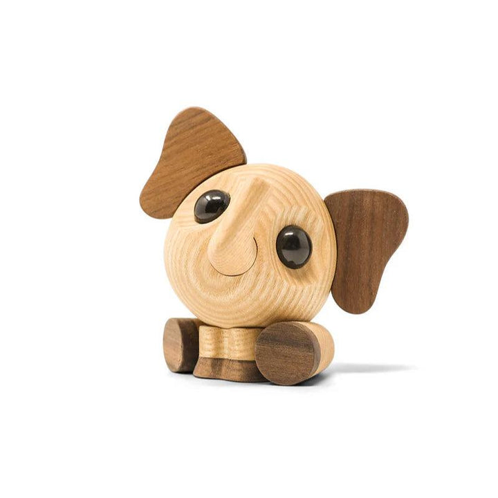 FableWood Flora de olifant, schattig olifantenfiguur in licht en donker hout met grote zwarte ogen. Model 1120-1