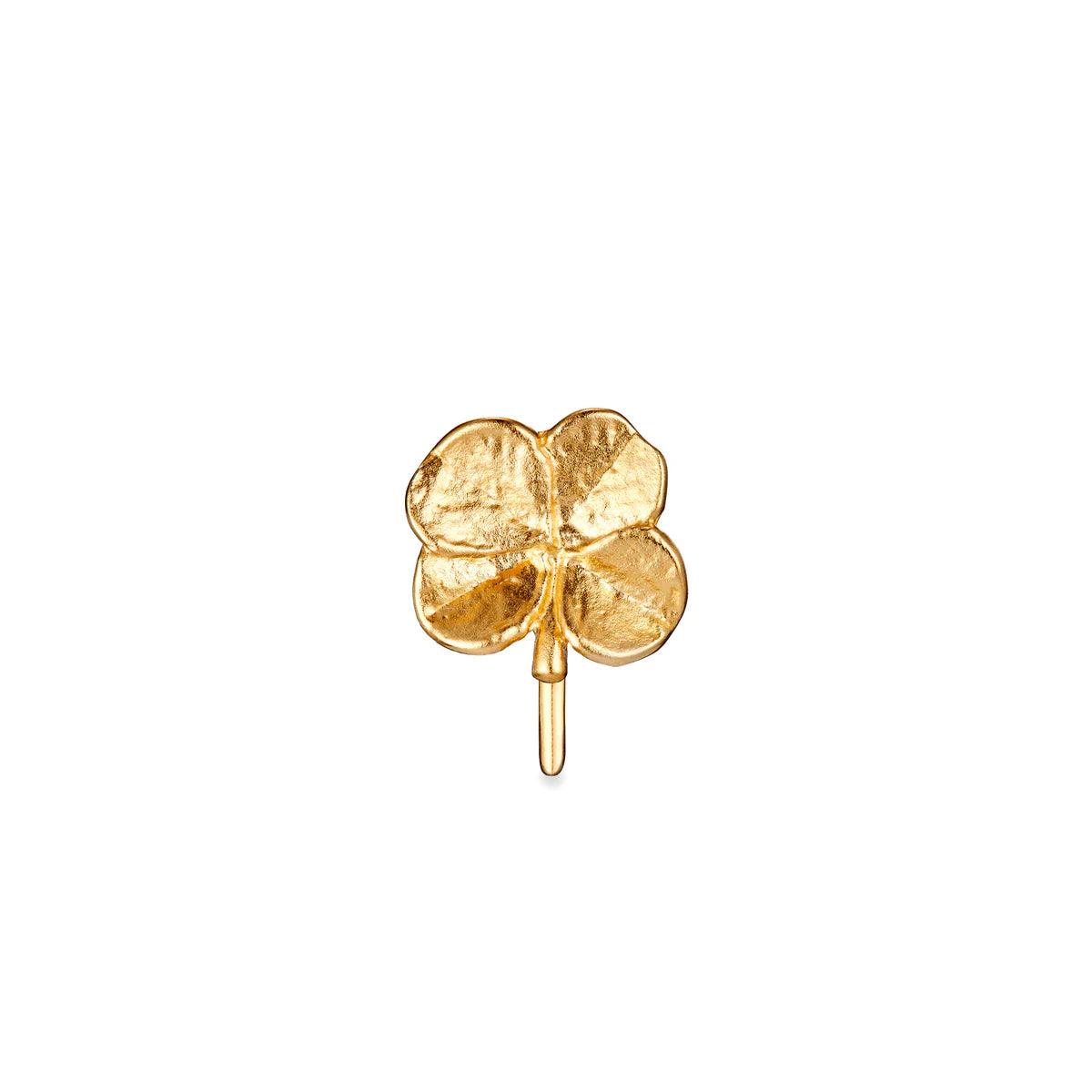 Flora Danica Four Leaf Clover Gold Plated Earcuff heeft een gouden oorclip in de vorm van een gedetailleerd klavertje vier. Model 907-flc-eacu-g