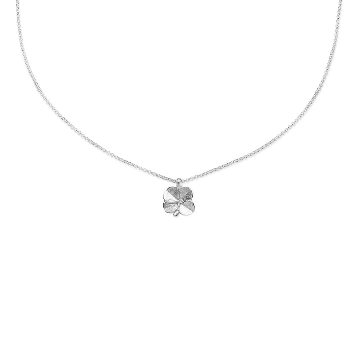 Flora Danica Klavertje vier ketting Zilver met klavertje vier hanger aan dun kettinkje, Model 907-flc-ne-s-2