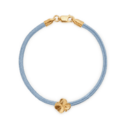 Flora Danica Klavertje Vier Zijden Armband Blauw - Verguld