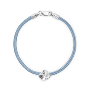 Flora Danica Klavertjevier Zijden Armband Blauw - Zilver