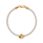 Flora Danica Klavertje Vier Zijden Armband Roze - Verguld