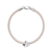 Flora Danica Klavertjevier Zijden Armband Roze - Zilver