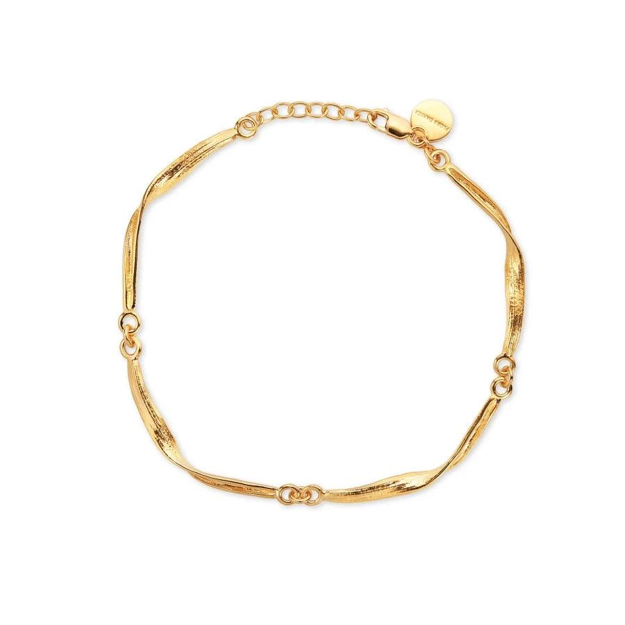 Flora Danica Grass Bracelet Gold-plated weergegeven als een elegante armband in glanzend verguld metaal met unieke details. Model907-gr-brlo-g-1