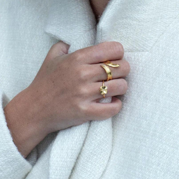 Flora Danica Græs Statement Ring - Sølv Forgyldt - Ringe - 907.GR-STRI-G-001