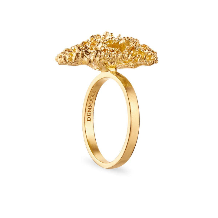 Flora Danica Peterselie Statement Ring Verguld met organische, gedetailleerde gouden textuur, Model 907-par-stri-g-001-1