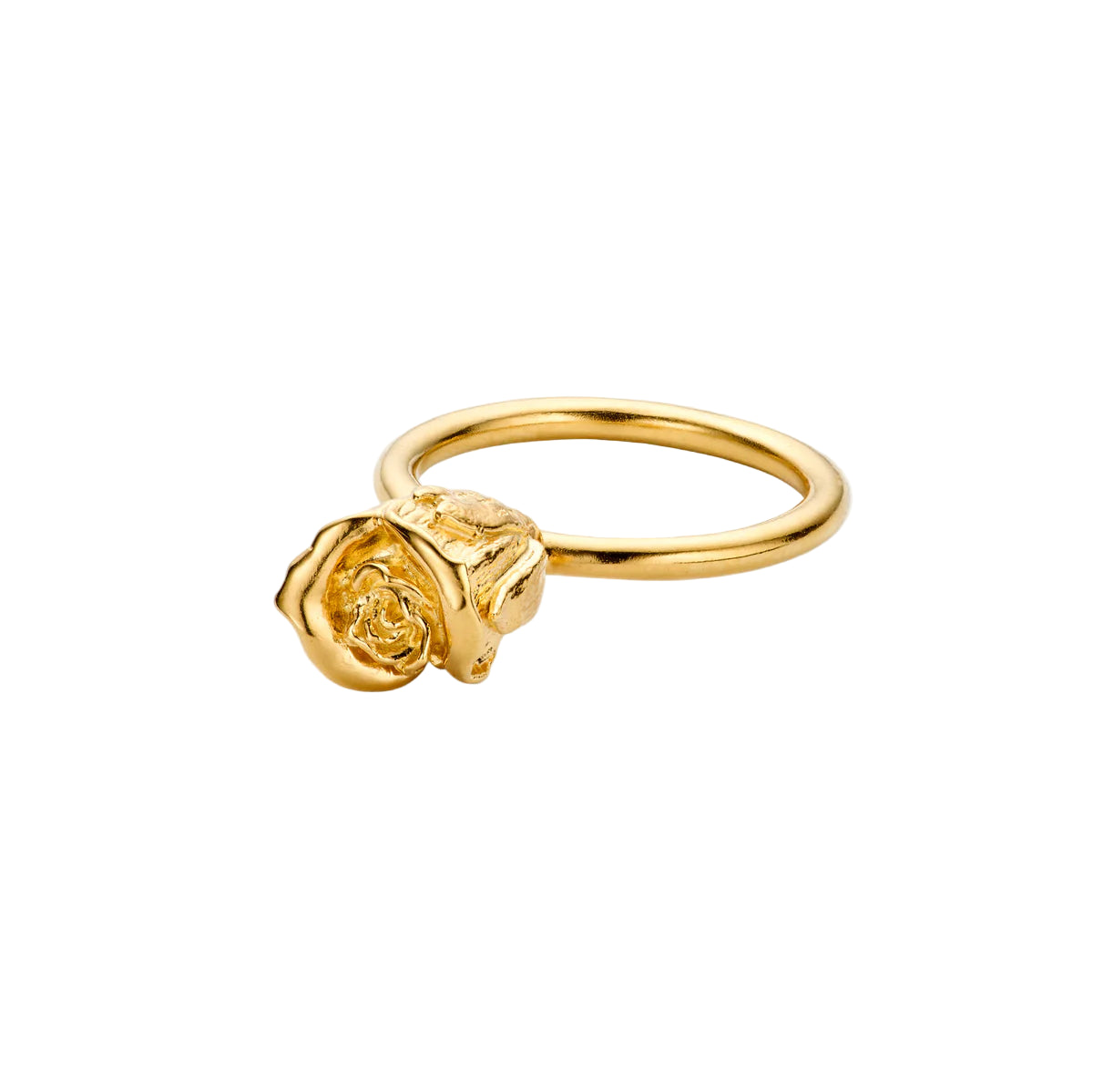 Flora Danica Rose Statement Ring verguld toont elegante gouden ring met gedetailleerde roos. Model ros-ri-g-001-1.