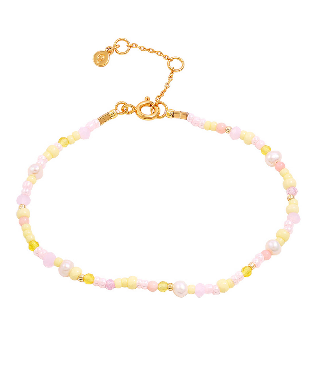 Hultquist Copenhagen Liv Perle Armband met pastelkleurige parels en goudkleurig kettingslot, Model S08618G-1