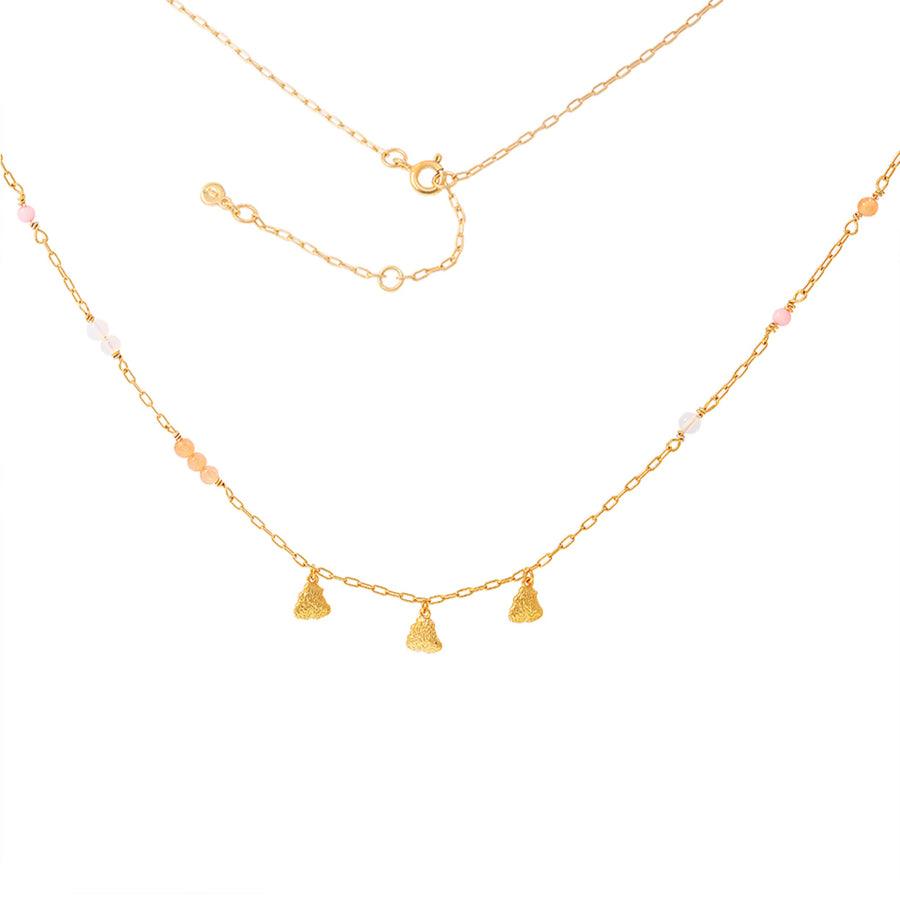 Hultquist Coralie Grande ketting zilver-verguld met gouden hangers en gekleurde parels. ModelS08462G
