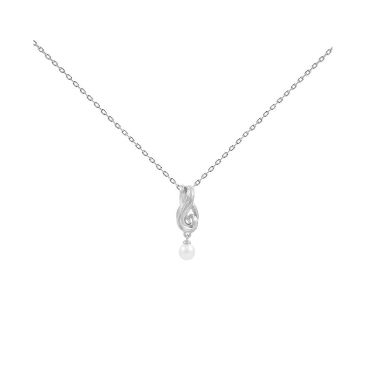 Hultquist Tiril ketting 925 sterling zilver met gedraaide hanger en kleine witte parel, model S08646S-1