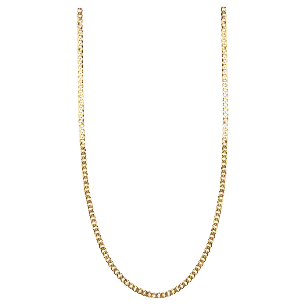Jeberg Jewellery Baby Saga Chain in verguld zilver, klassieke ketting op een witte achtergrond. Model 44250-42-G