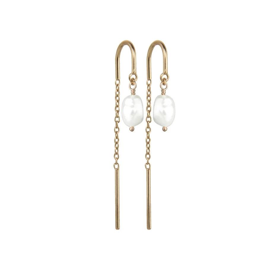 Jeberg Jewellery Baroque Pearl Chain Earrings - Øreringe - 52040