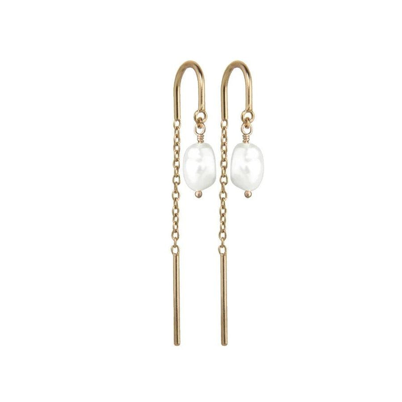 Jeberg Jewellery Baroque Pearl Chain Earrings - Øreringe - 52040