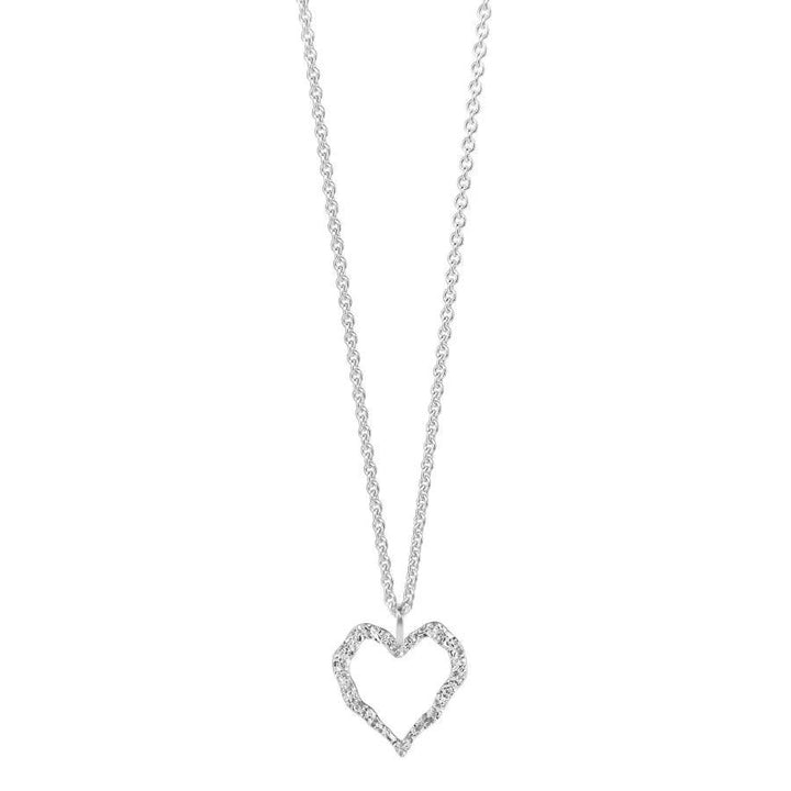 Jeberg Jewellery Heart Me Ketting in zilver met open hart hanger aan eenvoudige ketting. Model42502-1