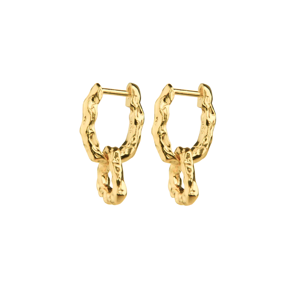 Jeberg Jewellery Pirouette Double Hoops in verguld zilver, glanzend gestructureerd oppervlak. Model 52840-1