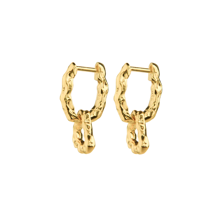 Jeberg Jewellery Pirouette Double Hoops in verguld zilver, glanzend gestructureerd oppervlak. Model 52840-1