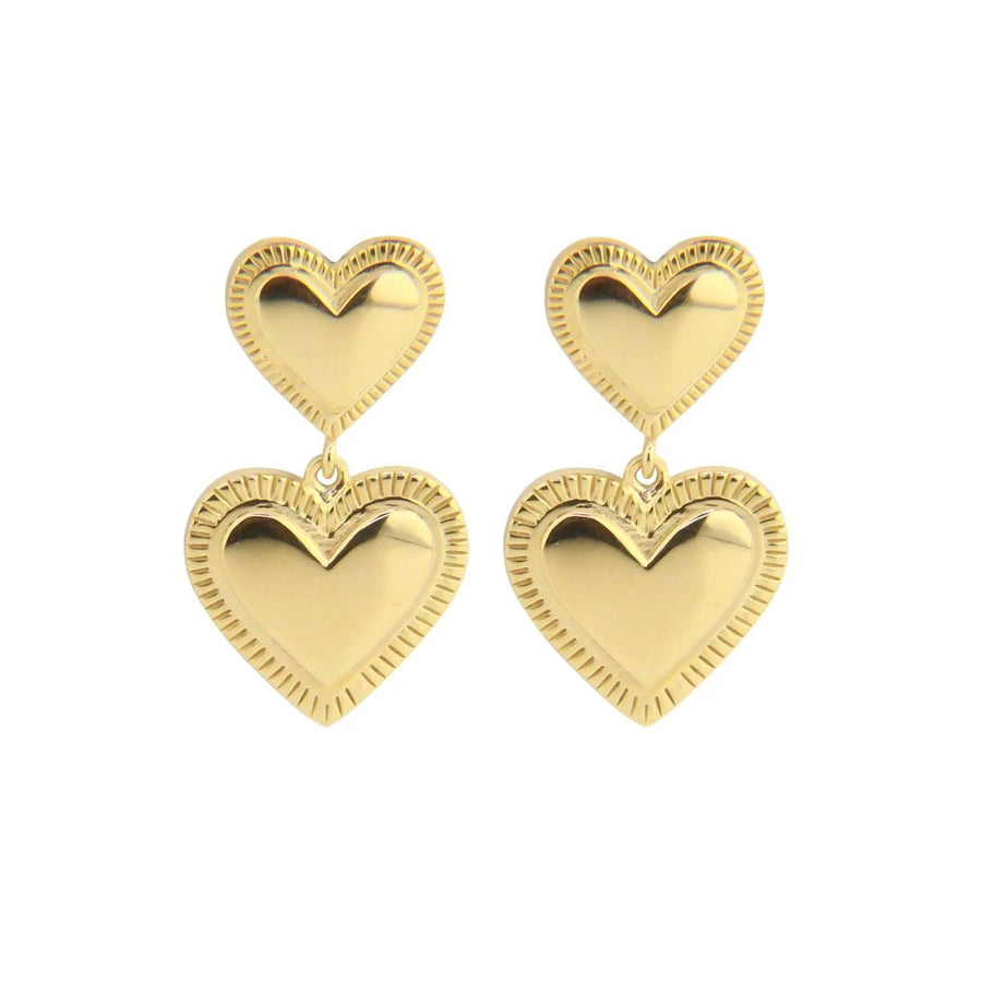 Jeberg Jewellry Rouge Noir Plain Heart Forgyldt Øreringe - Øreringe - 52905