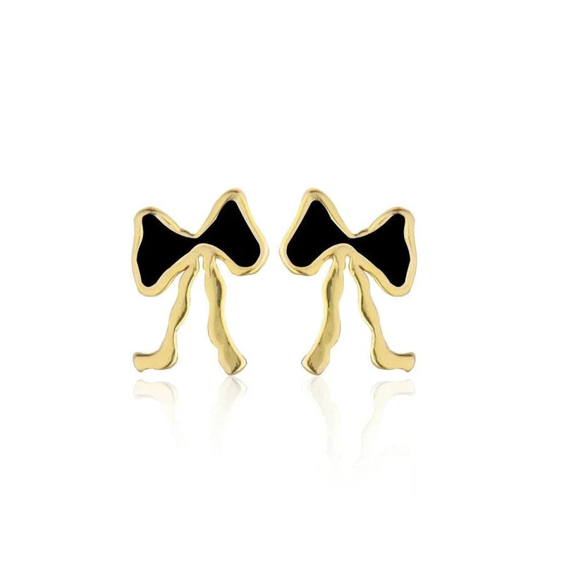 Jeberg Petite Bow Black Stud - Sløjfe Ørestikker - Øreringe - 52805