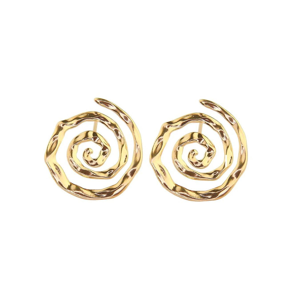 Jeberg Pirouette Darling Earrings toont ronde gouden oorbellen met gedraaid spiraalvormig ontwerp. Model 52870-1.