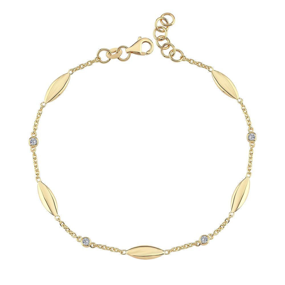 Nuran Leaves 14kt Armbånd 0.10ct W.Si - Armbånd - B2512-010-RG
