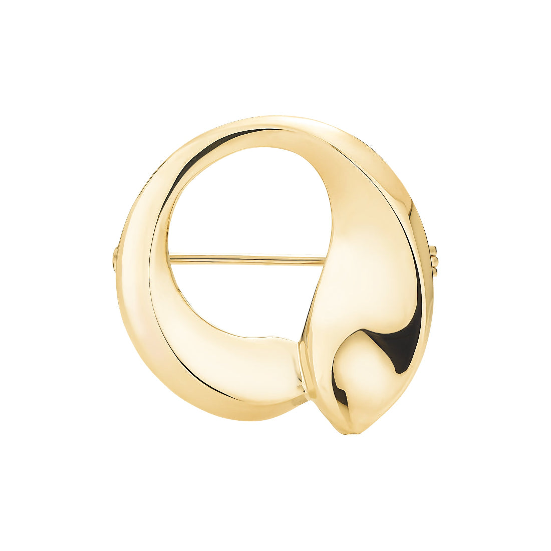 Lund Copenhagen broche verguld, elegante ronde broche in glanzend goudlook, model 9041380-F-9041380-F-1