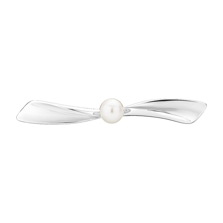 Lund Copenhagen zilveren broche met parel, elegant ontwerp in glanzend zilver met witte parel. Model 9041392-9041392-1
