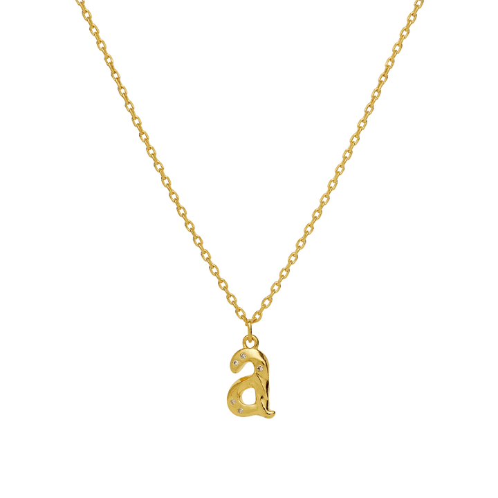 Maanesten Alphabet Letter Halskæde Forgyldt - Bogstavs Vedhæng A-Z - Halskæde - 2744A-001
