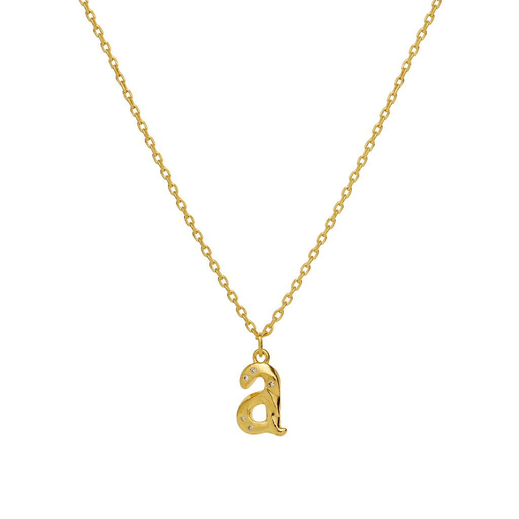 Maanesten Alphabet Letter Halskæde Forgyldt - Bogstavs Vedhæng A-Z - Halskæde - 2744A-001