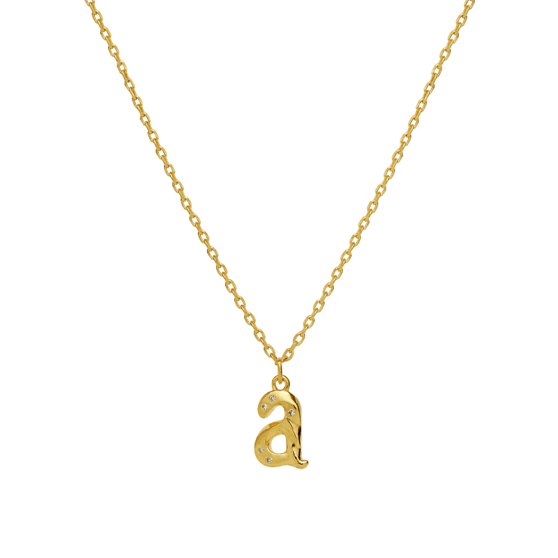 Maanesten Alphabet Letter Halskæde Forgyldt - Bogstavs Vedhæng A-Z - Halskæde - 2744A-001