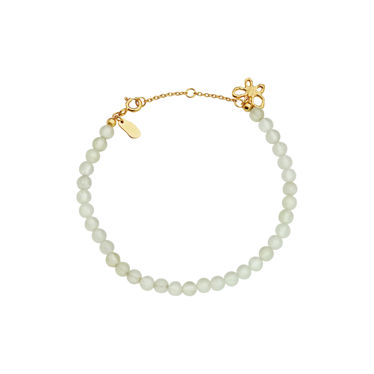 Maanesten Atti armband verguld met witte parels en delicate gouden ketting, Model 8696a-1