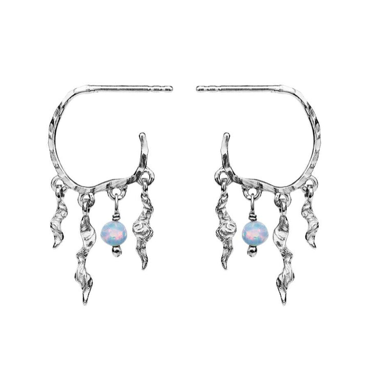 Maanesten Bayou Oorbel in zilver met uniek golvend design en gekleurde steen. Model 9664c-9664c-1