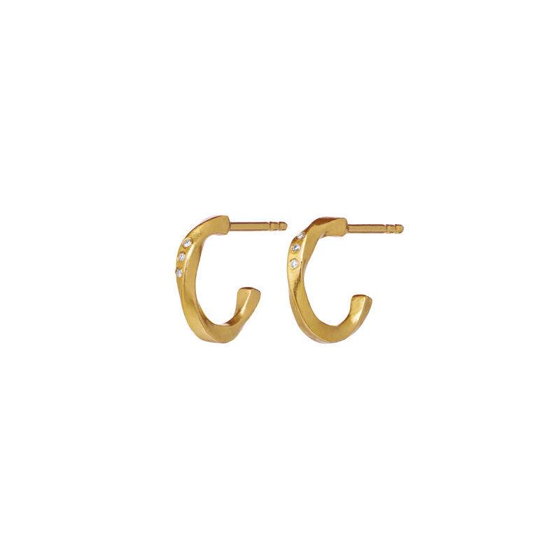 Maanesten Echo Petite Hoops 12 mm vergulde, klassieke kleine oorbellen in gouden look met discrete heldere stenen. Model 9861a-9861a-1.