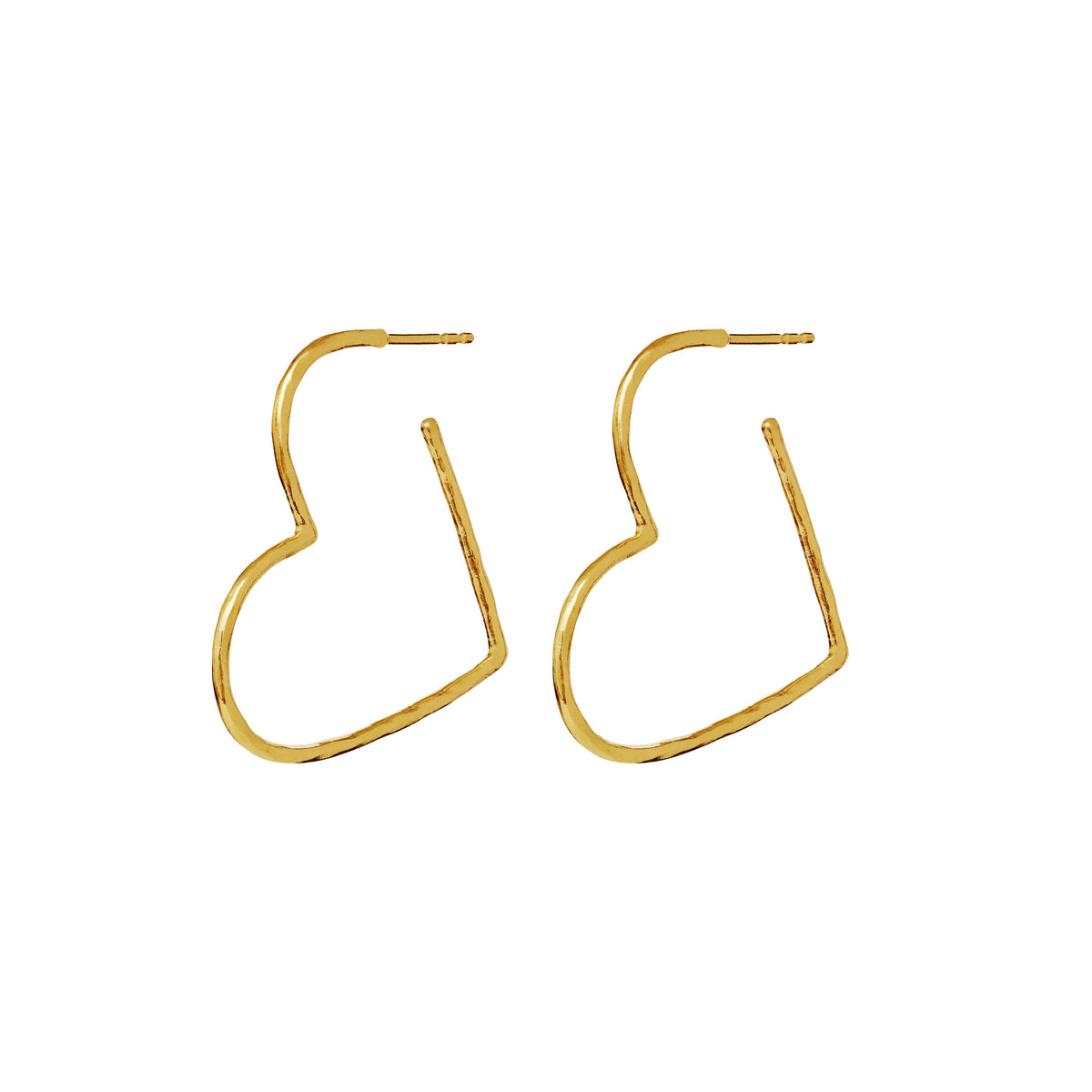 maansteen-laia-grande-vergulde-hart-oorbellen, open vergulde hartvormige oorbellen, eenvoudige stijl. Model 10042a-1