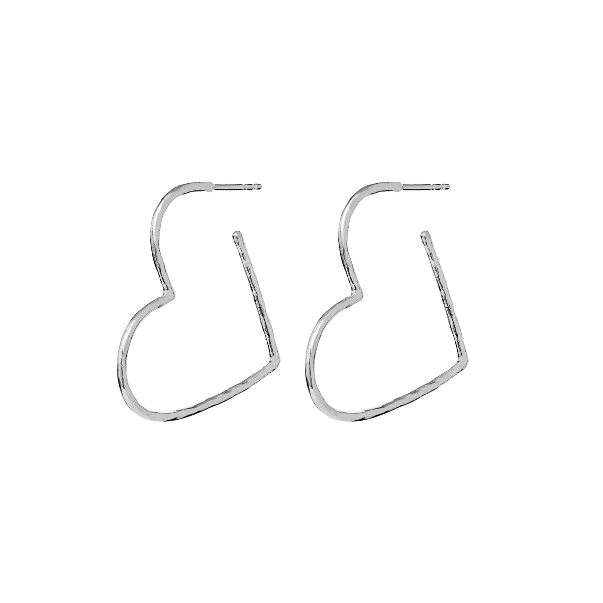 maanesten laia grande zilveren hartoorbellen, omslagafbeelding met glanzende, organische vorm, model 10042c