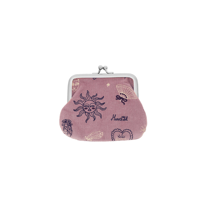 Maanesten Magic Small Pouch Magical Purple toont een klein portemonneetje in paars fluweel met zonnemotief en metalen clip, Model 4099-1.