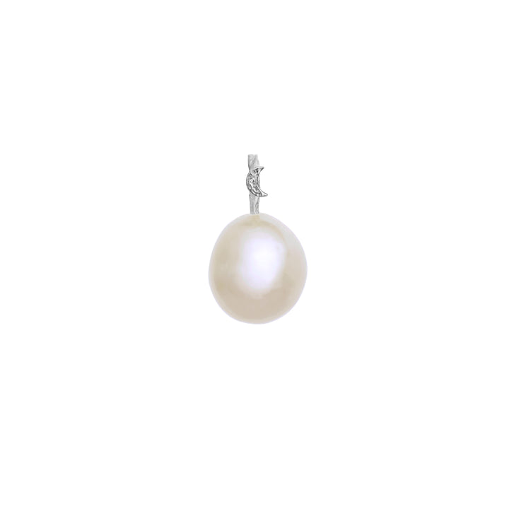 Maanesten Pearl Water Spirit Hanger hanger zilver met witte parel en maandetail. Model 2828c-1