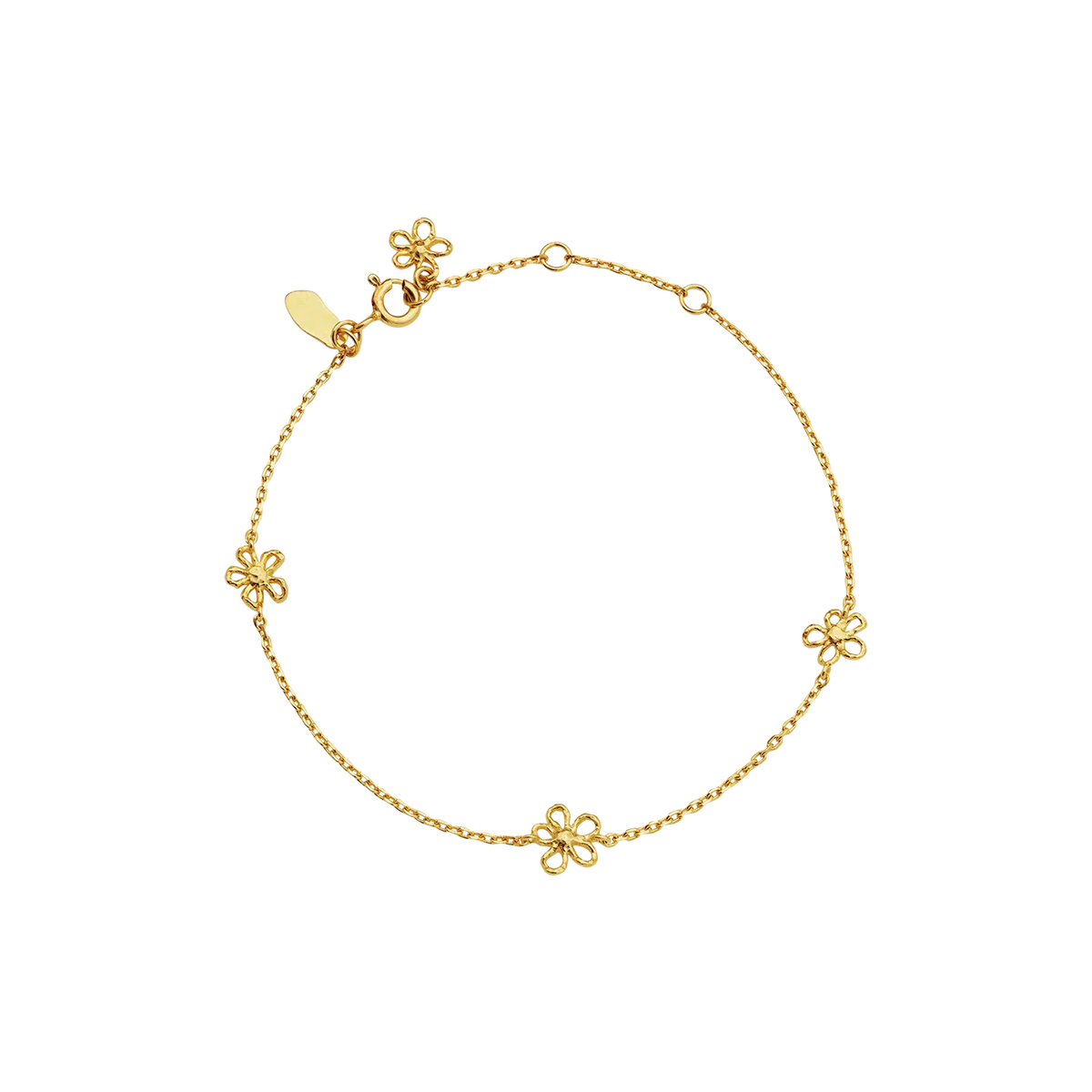 maanesten-salwa-vergulde-armband met bloemen, elegante armband in goud met kleine bloemdetails. Model 8699a-1