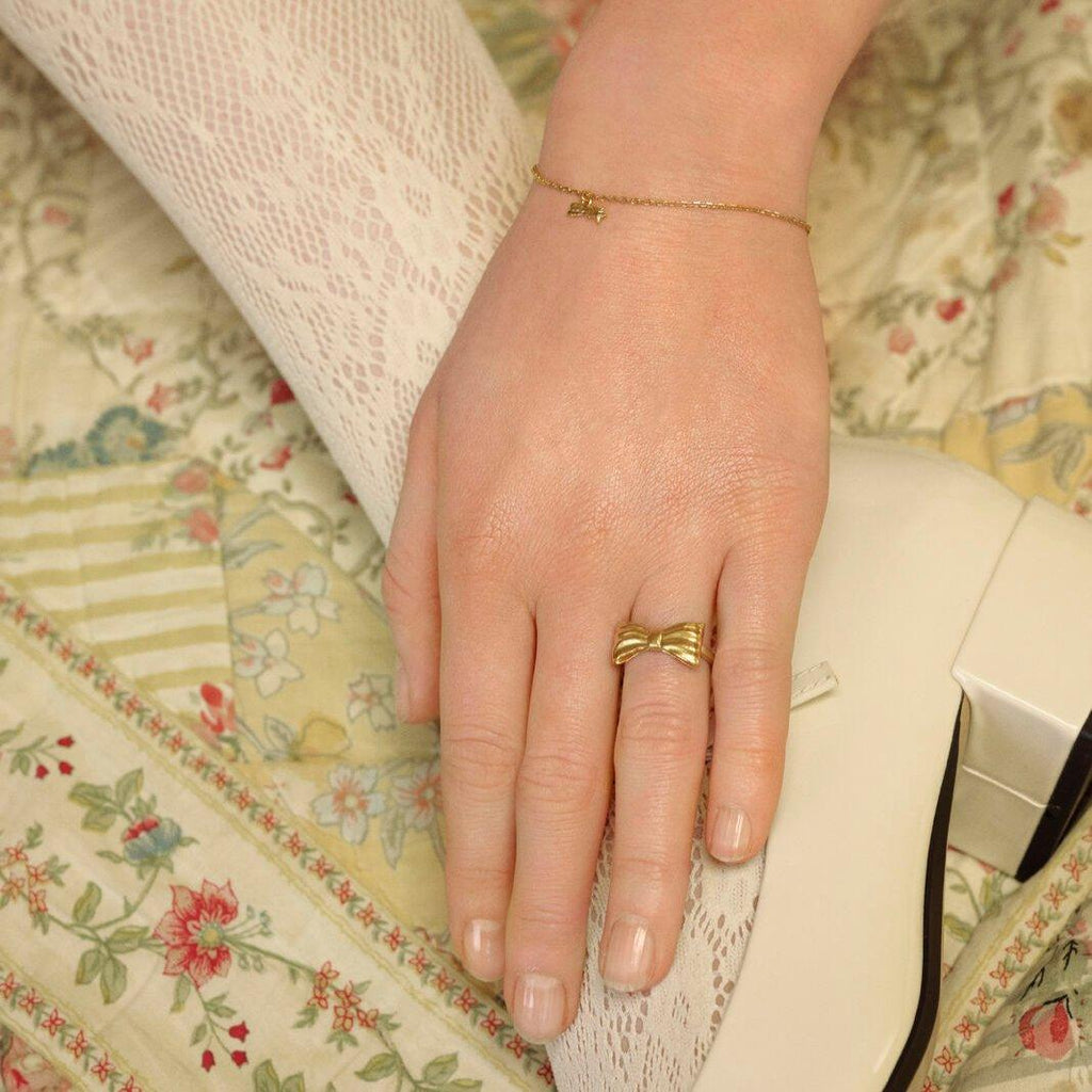 Maanesten Satin Forgyldt Ring Sløjfe - Ringe - 4832A-001