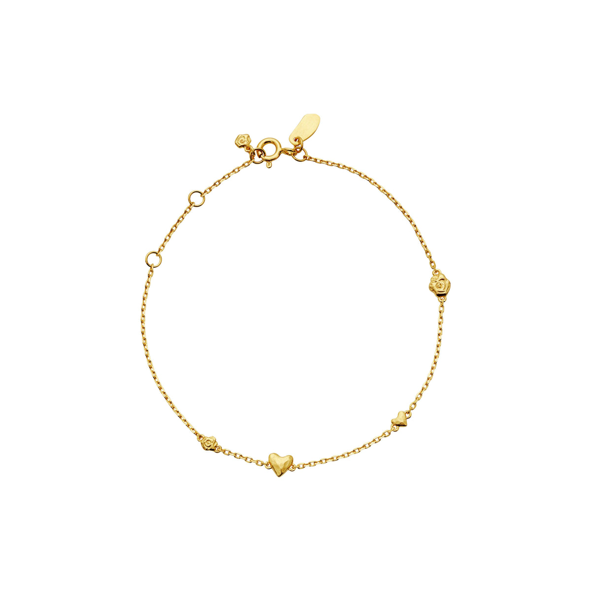 Maanesten Scarlett vergulde armband met kleine hartjes in glanzend gouden afwerking. Model 8682a-1