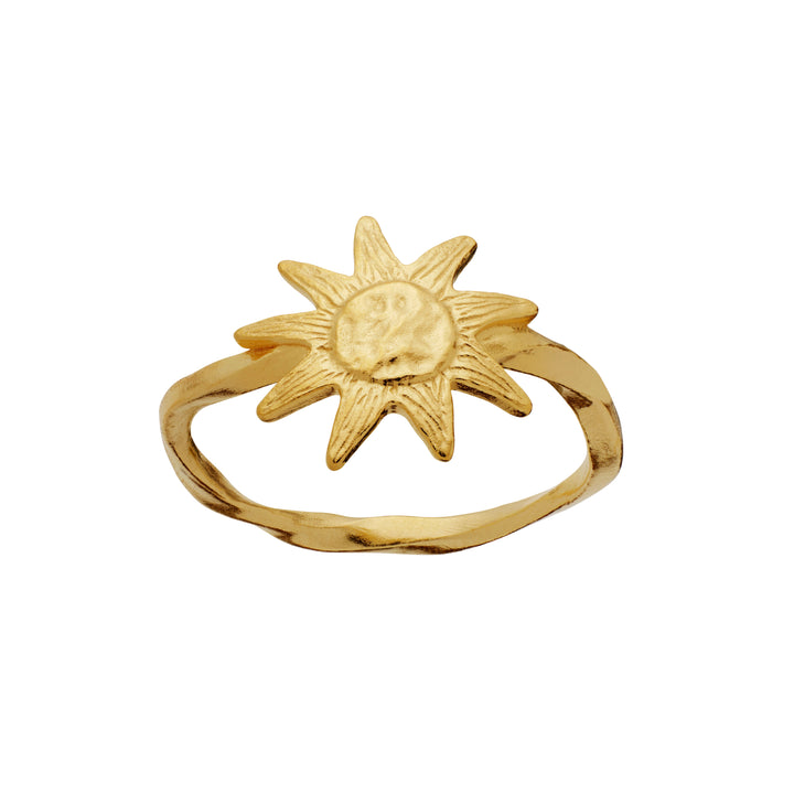 Maanesten Sonja Ring verguld zilver met zonnemotief, mat oppervlak, Model 4869a-001