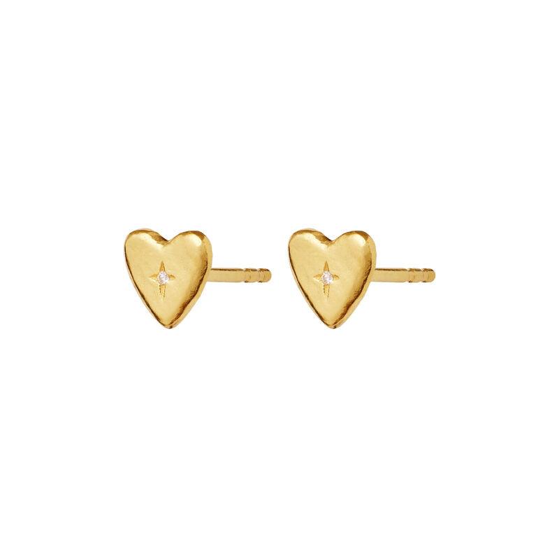Maanesten Tutu Earrings - Forgyldte Hjerte Ørestikker - Øreringe - 9943A