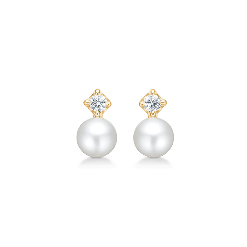 Mads Z 14kt Crown Pearl Ørestikker 0.09ct W.Si - Øreringe - 1513709