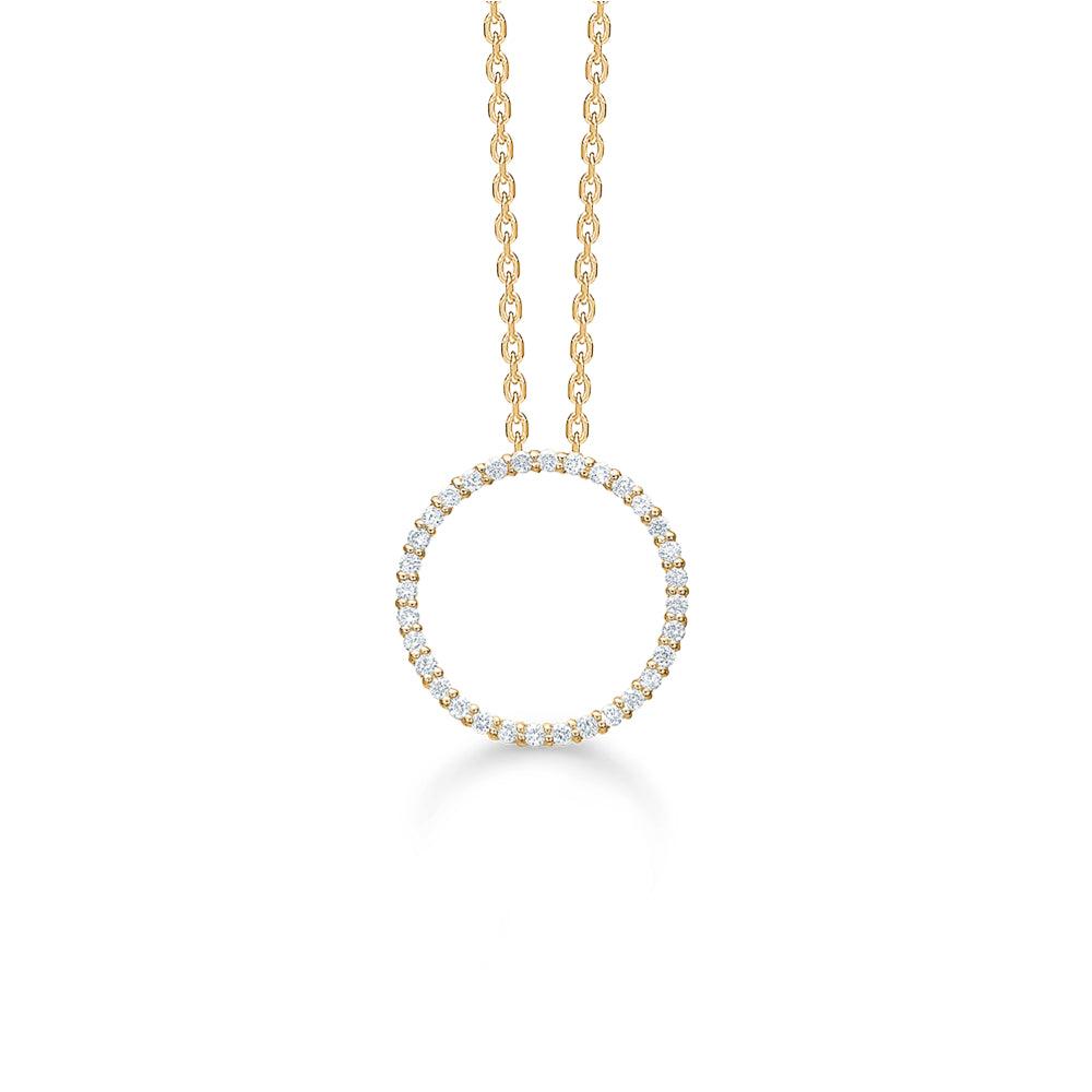 Mads Z 14kt Diamond Halo Hanger 0,20ct W/SI, cirkelhanger in geelgoud met kleine diamanten. Model 1531026-1