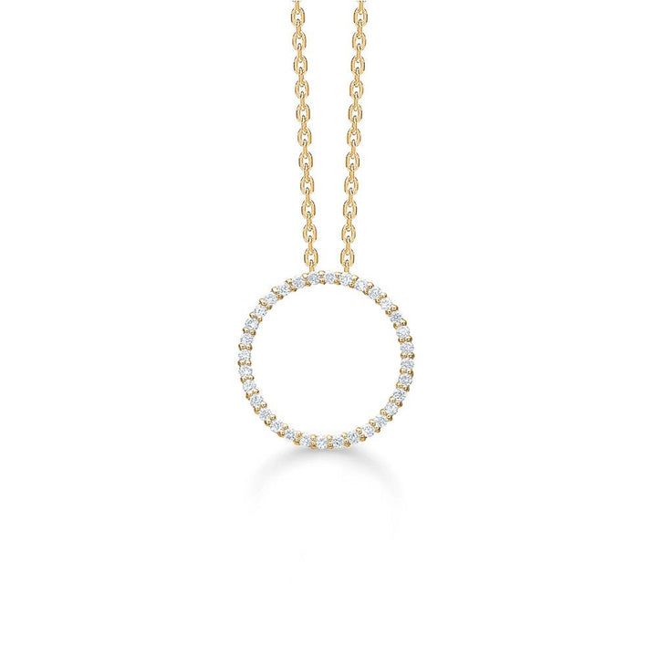 Mads Z 14kt Diamond Halo Hanger 0,20ct W/SI, cirkelhanger in geelgoud met kleine diamanten. Model 1531026-1