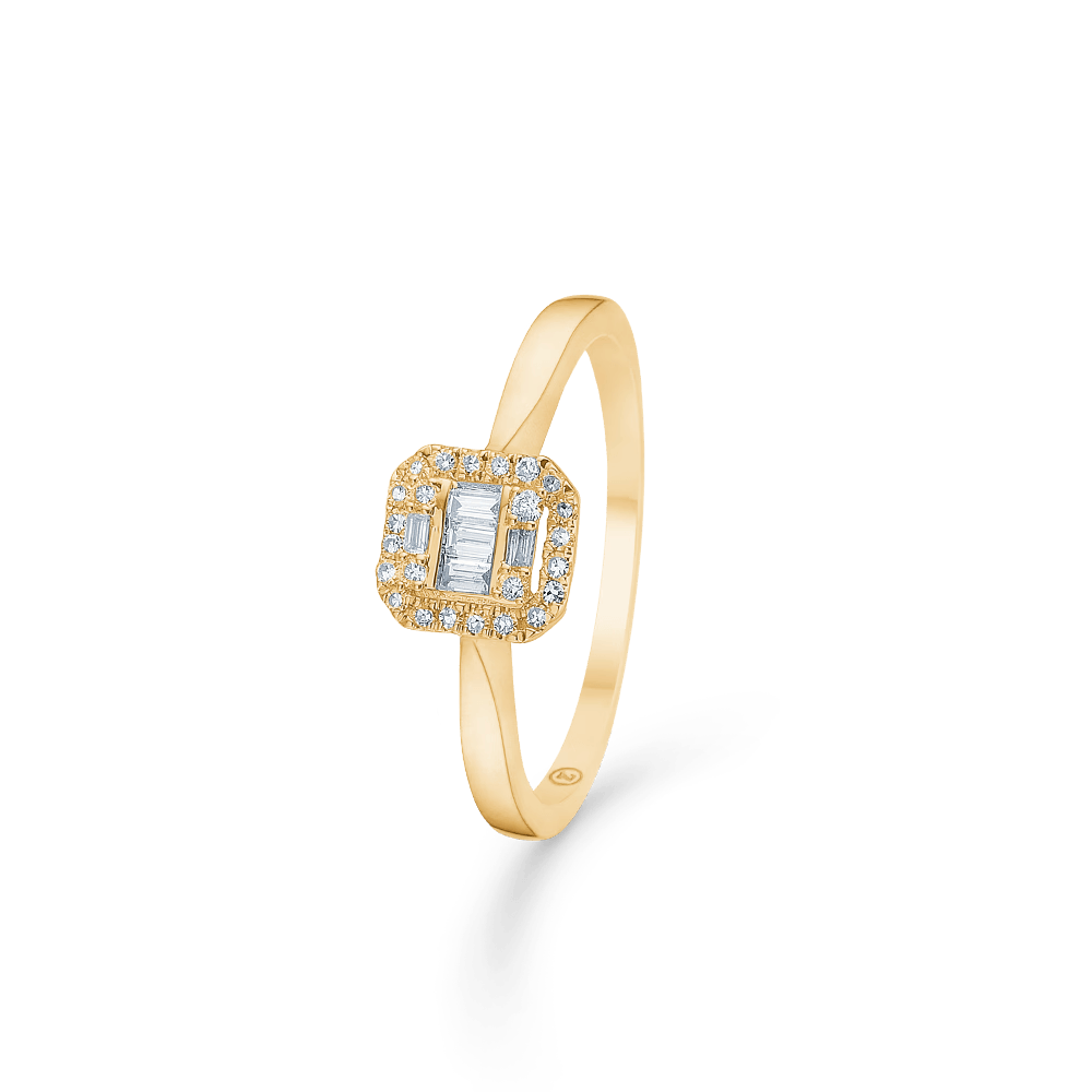 Mads Z 14kt Elizabeth ring 0,18ct W/SI heeft een vierkante diamanten zetting in goud. Model 1541031-001-1
