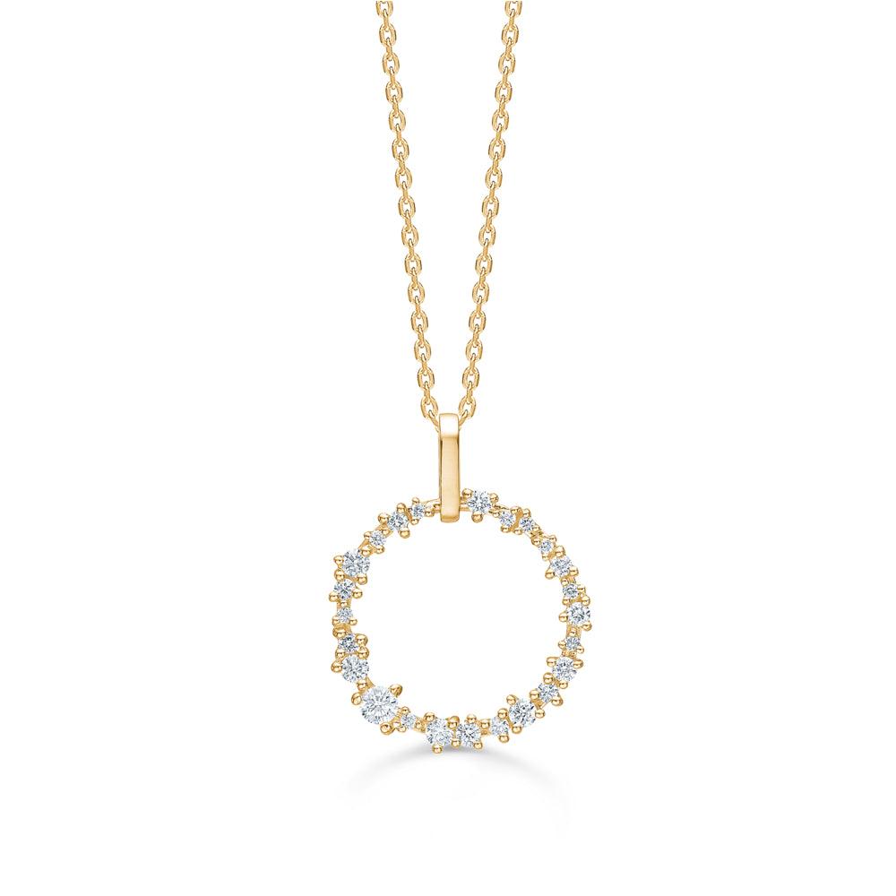 Mads Z 14kt Lucia vedhæng i guld med runde diamanter, forside, model 64929