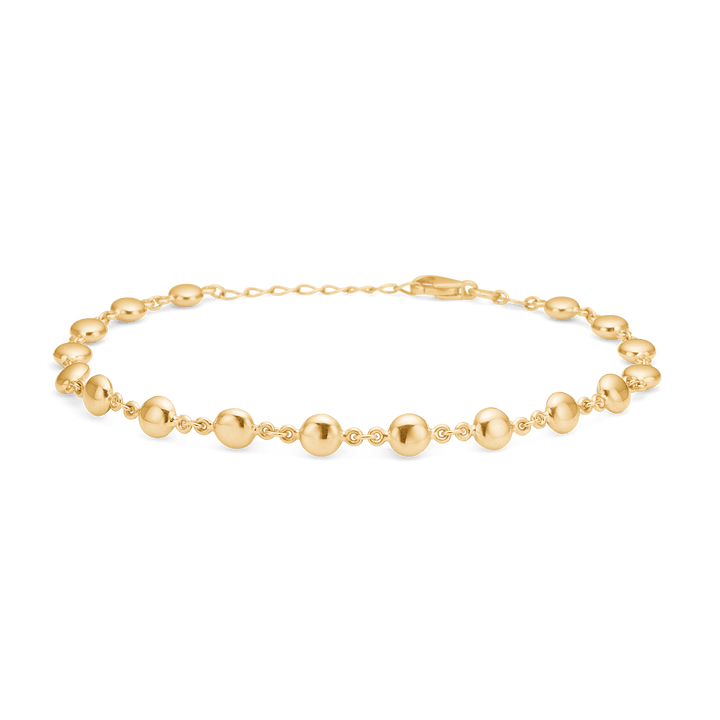 Mads Z 8kt gouden armband met gouden parel, elegante armband in glanzend goud met ronde parels op een rij. Model3350504-1
