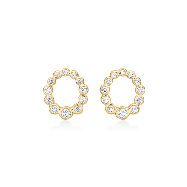 Mads Z Aurora's Kiss 14kt gouden oorknopjes met diamanten, ronde oorknopjes in goud, model 1511115-1.