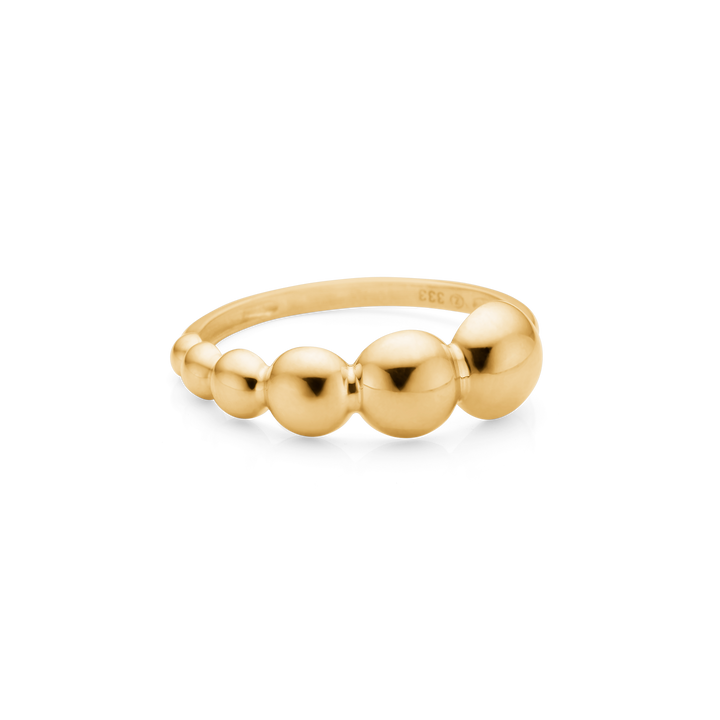 Mads Z Ballora kogelring in 8kt goud, elegante ring met glanzende bolvormen, model 3340126-001.