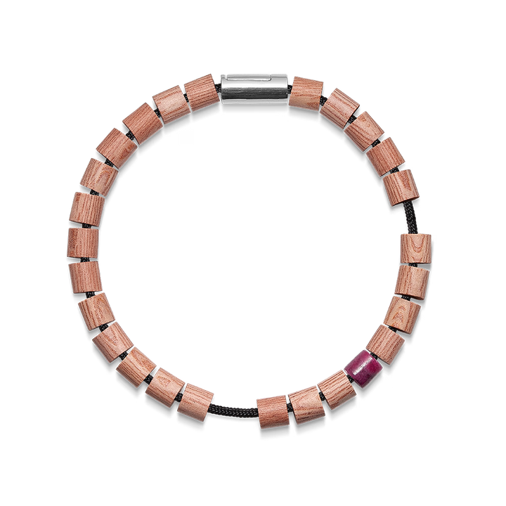 Mads Z Black Sun Cape Hatteras Lighthouse armband met houten kralen en een paars detail, Model 5159006-001